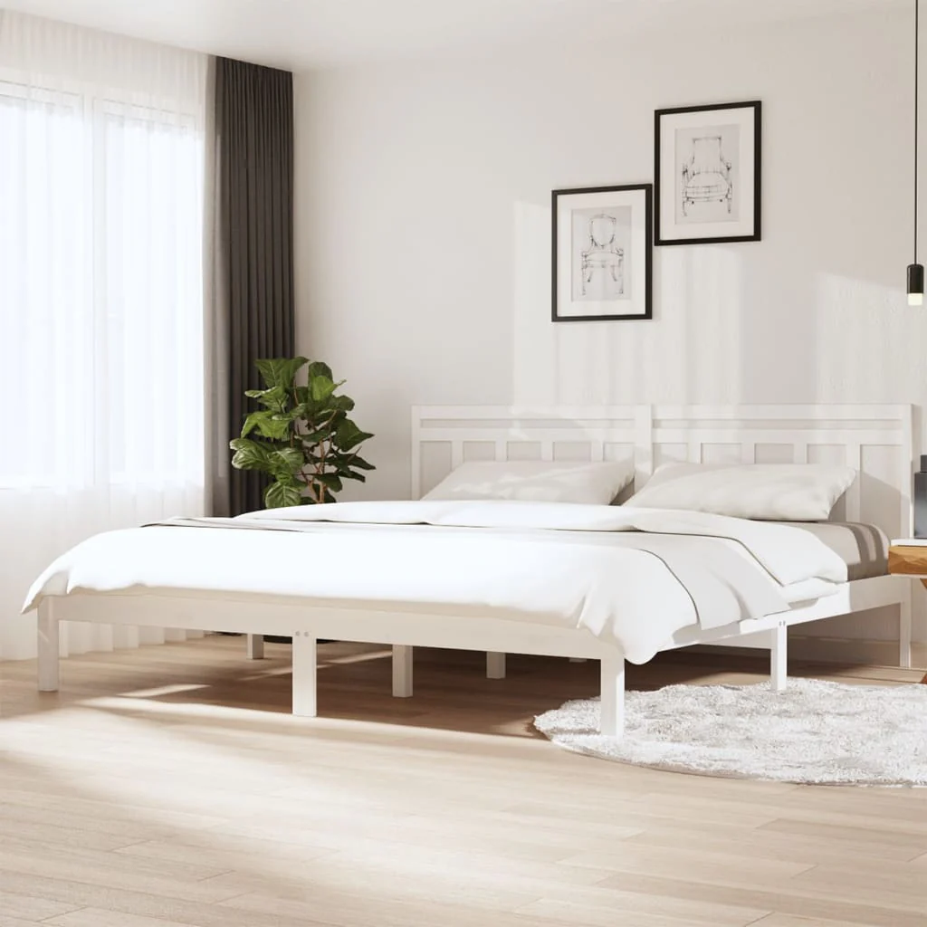 Berkfield Bed Frame White Solid Wood Pine 160x200 cm