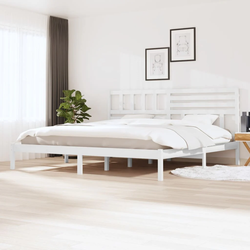 Berkfield Bed Frame White Solid Wood Pine 200x200 cm