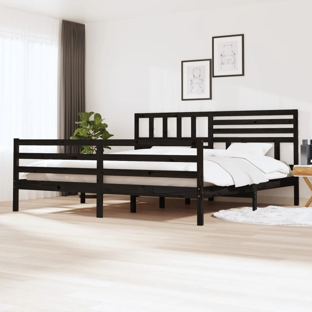 Berkfield Bed Frame Black Solid Wood 200x200 cm