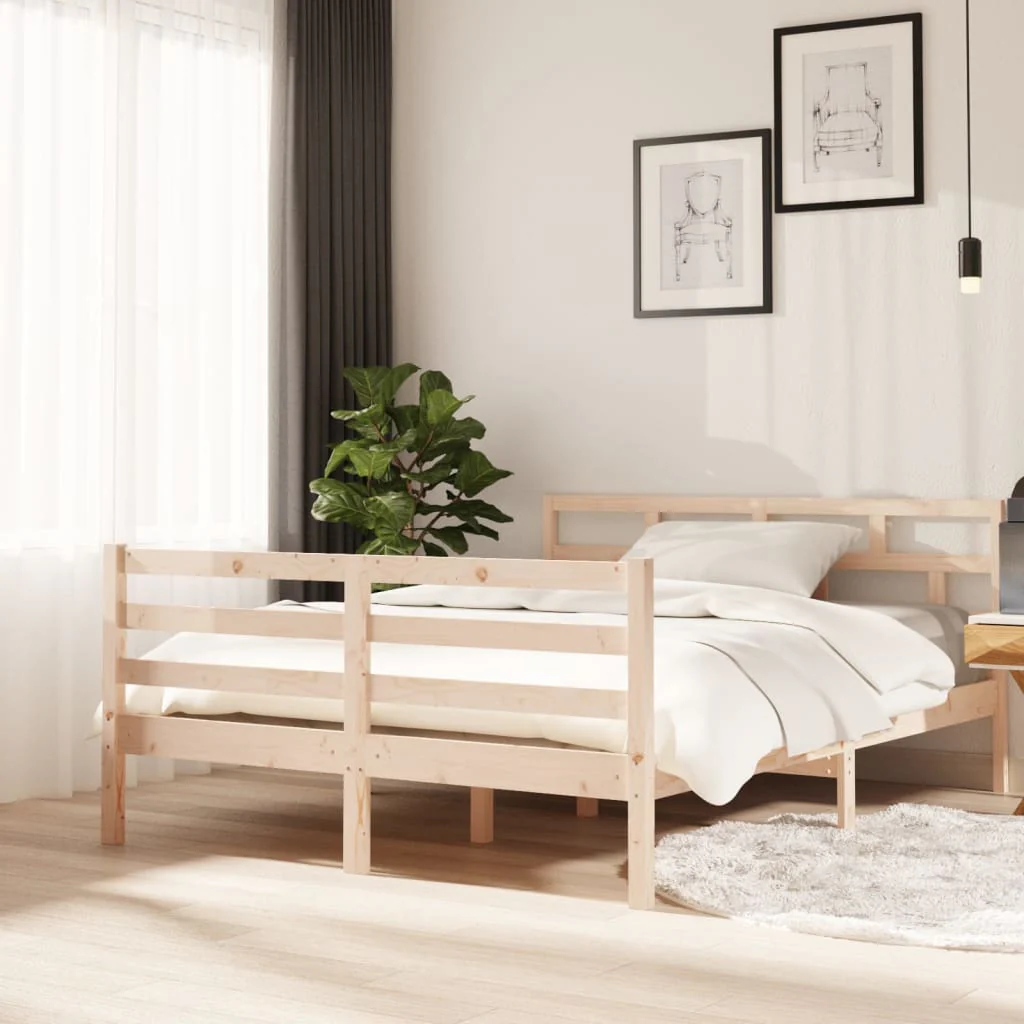 Berkfield Bed Frame Solid Wood Pine 140x190 cm