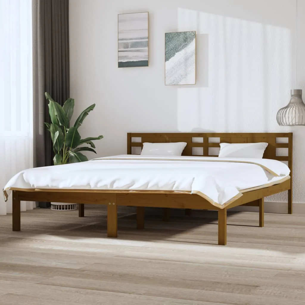 Berkfield Bed Frame Honey Brown Solid Wood 180x200 cm Super King Size