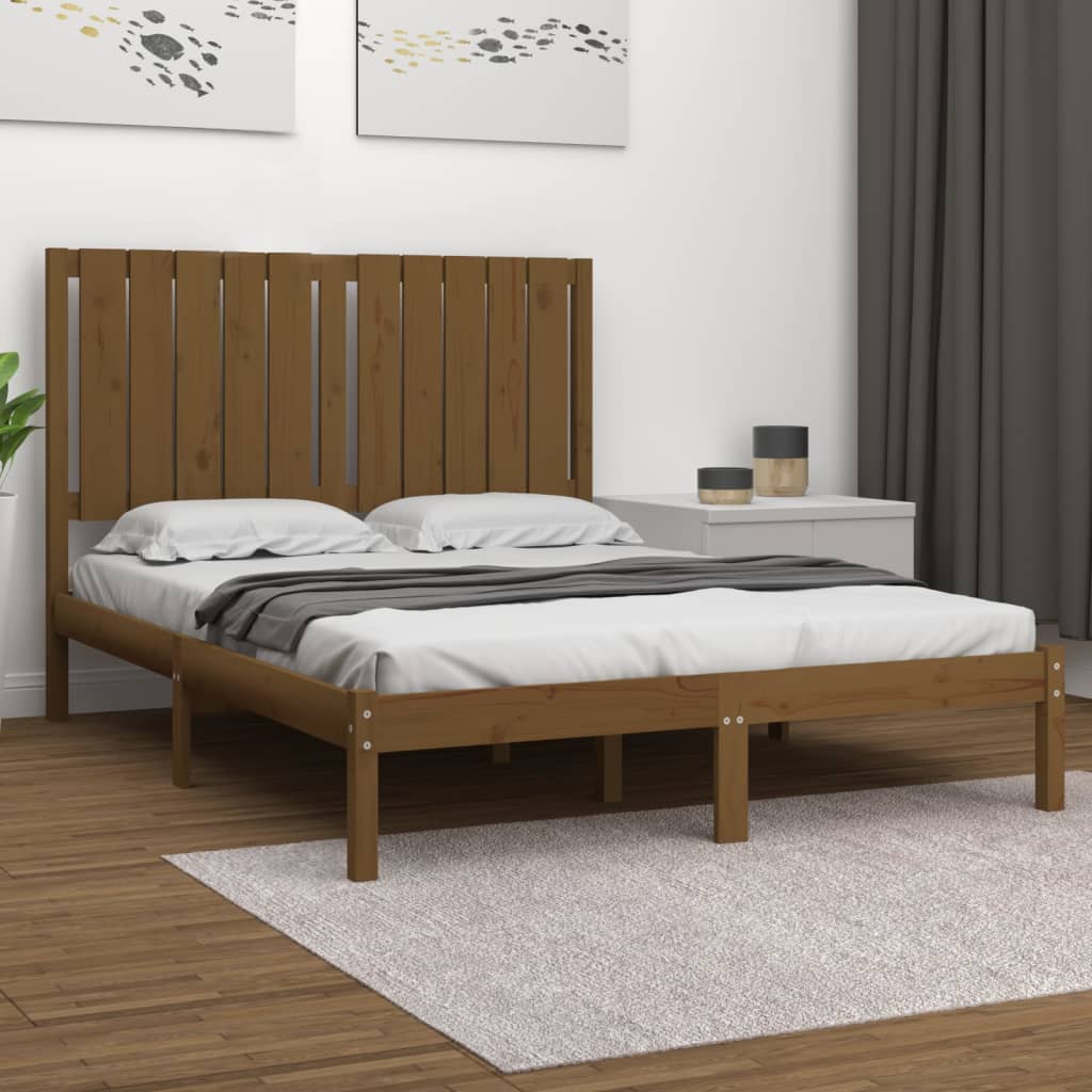 Berkfield Bed Frame Honey Brown Solid Wood 120x190 cm Small Double