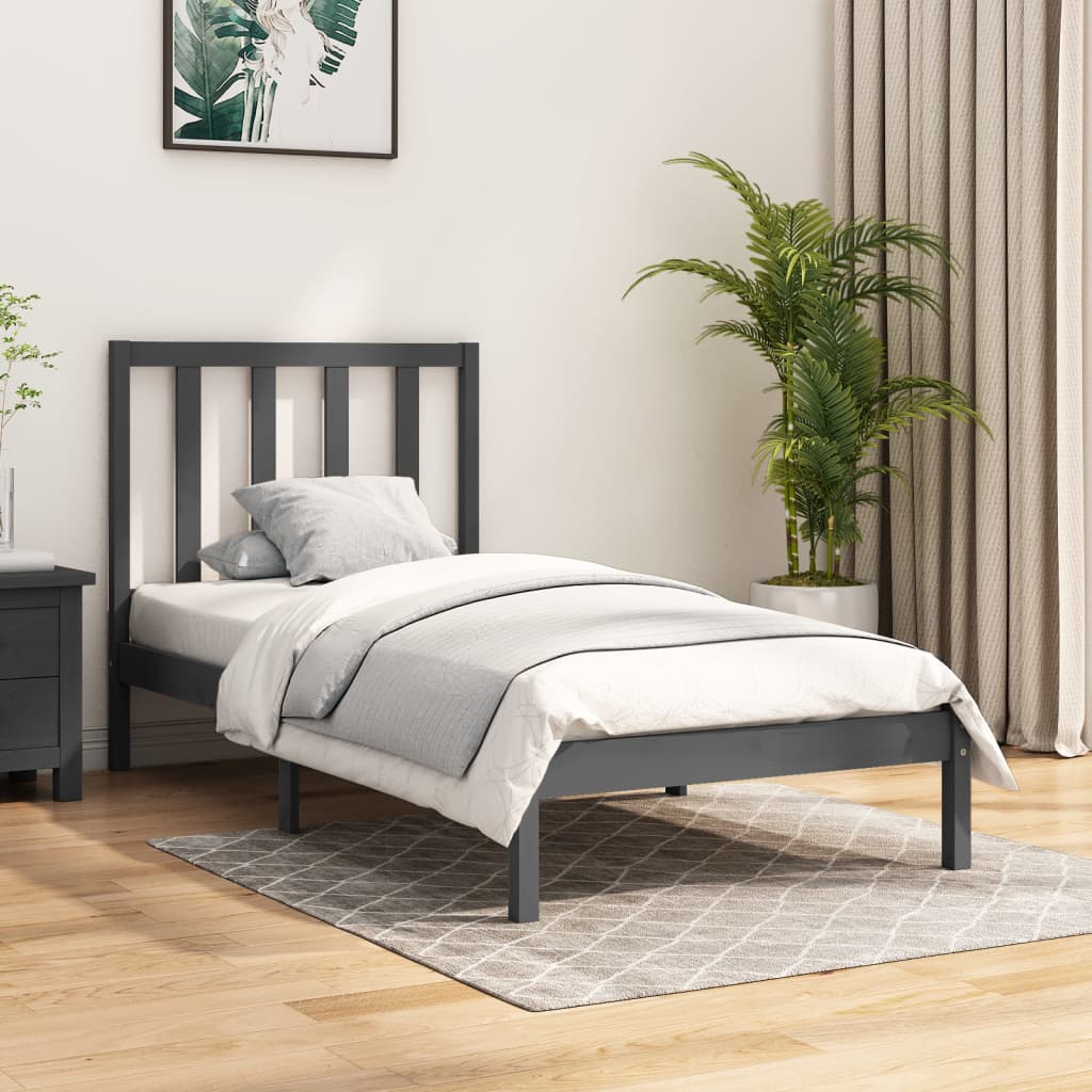 Berkfield Bed Frame Grey Solid Wood Pine 100x200 cm