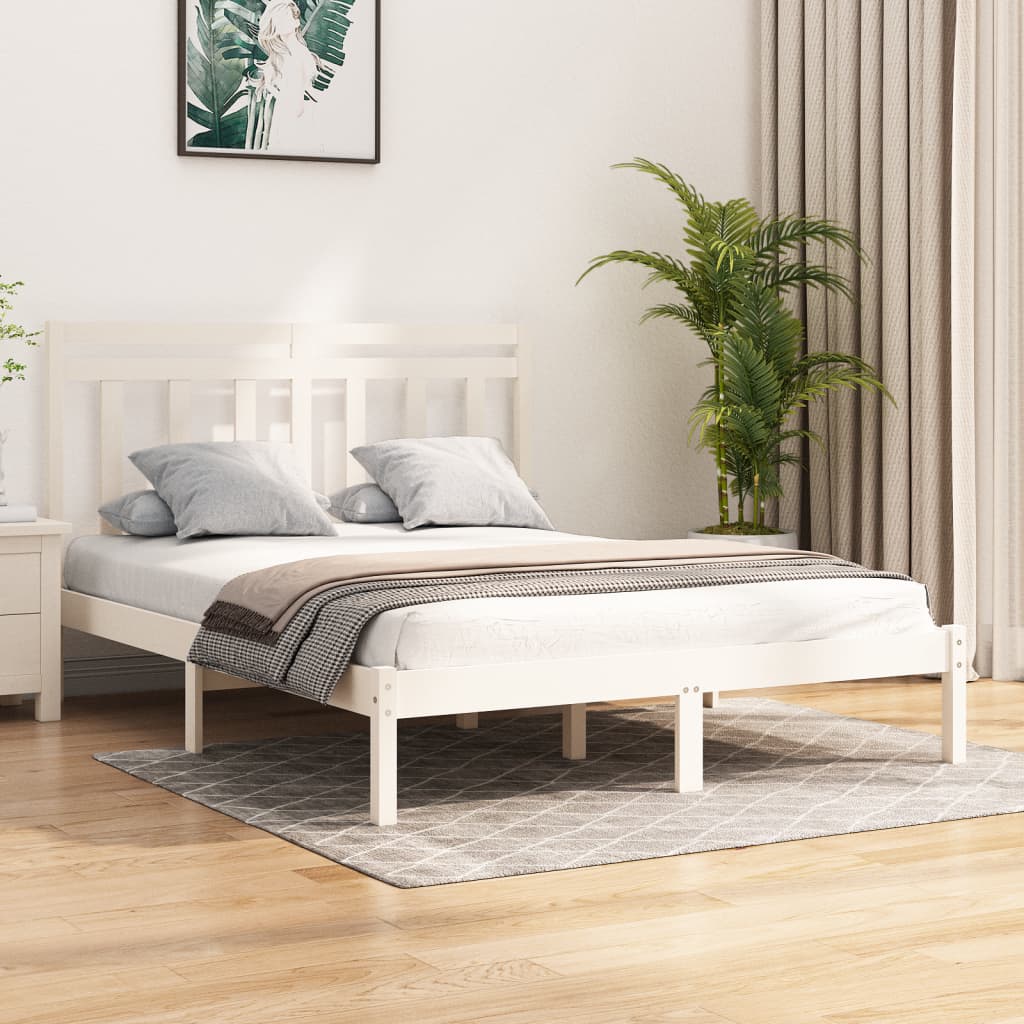 Berkfield Bed Frame White Solid Wood 150x200 cm King Size