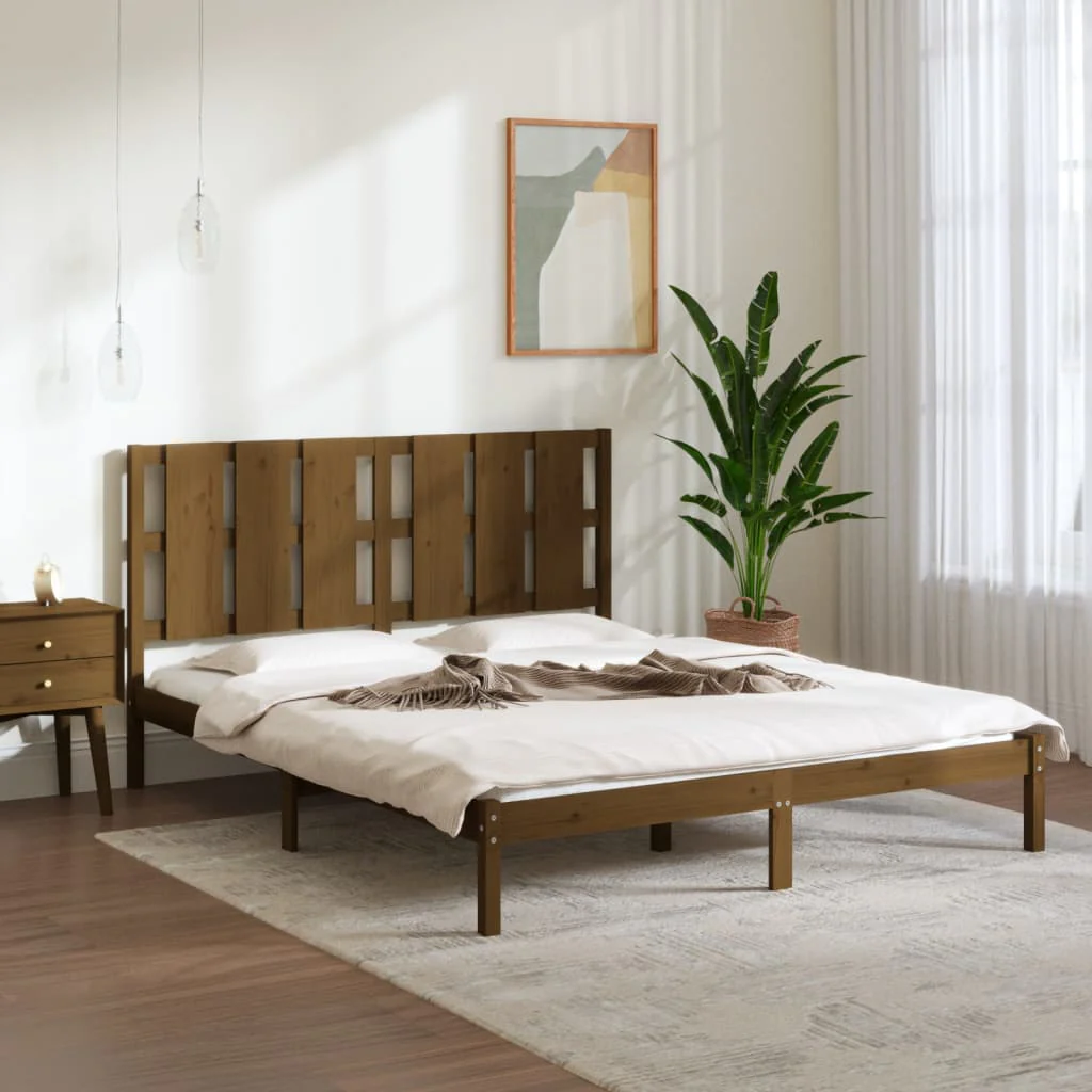 Berkfield Bed Frame Honey Brown Solid Wood Pine 160x200 cm