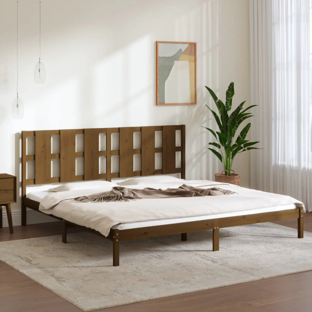 Berkfield Bed Frame Honey Brown Solid Wood Pine 200x200 cm