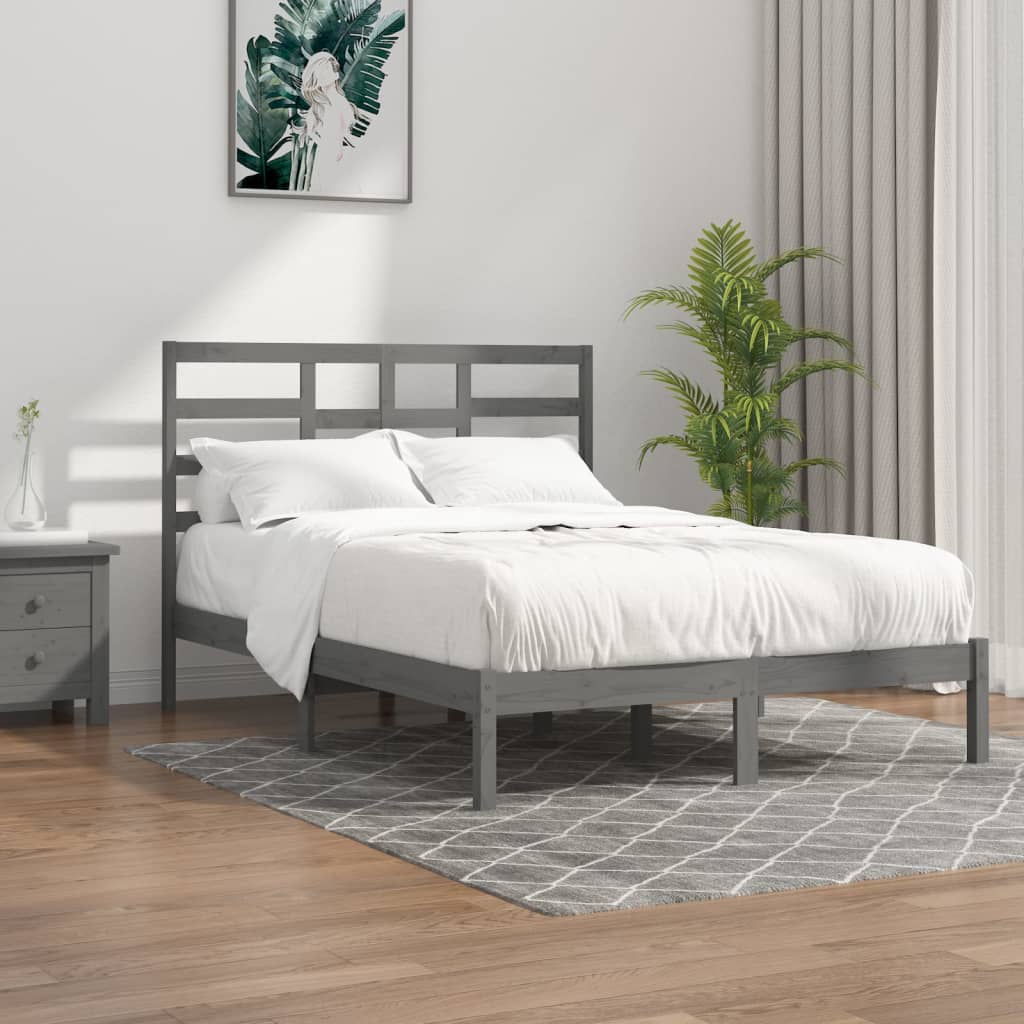 Berkfield Bed Frame Grey Solid Wood 140x190 cm