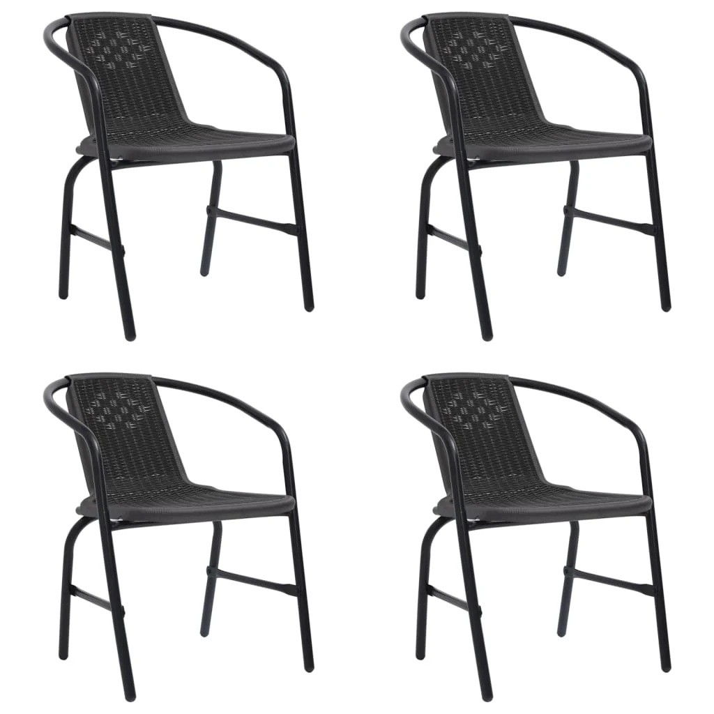 Berkfield Garden Chairs 4 pcs Plastic Rattan and Steel 110 kg