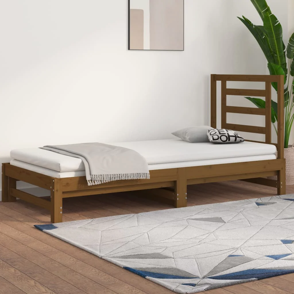 Berkfield Pull-out Day Bed Honey Brown 2x(90x190) cm Solid Wood Pine