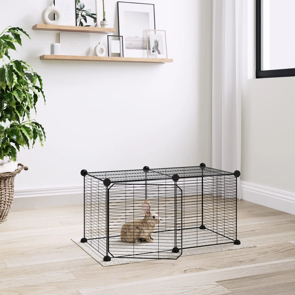 Berkfield 8-Panel Pet Cage with Door Black 35x35 cm Steel