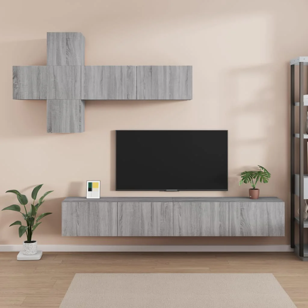 Berkfield 7 Piece TV Cabinet Set Grey Sonoma Engineered Wood