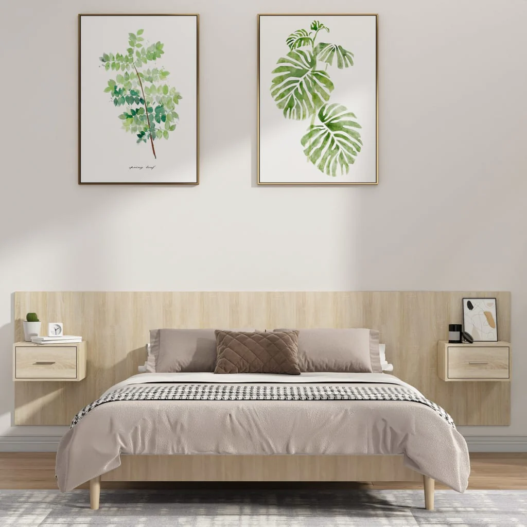 Berkfield Bed Headboard with Cabinets Sonoma Oak Engineered Wood