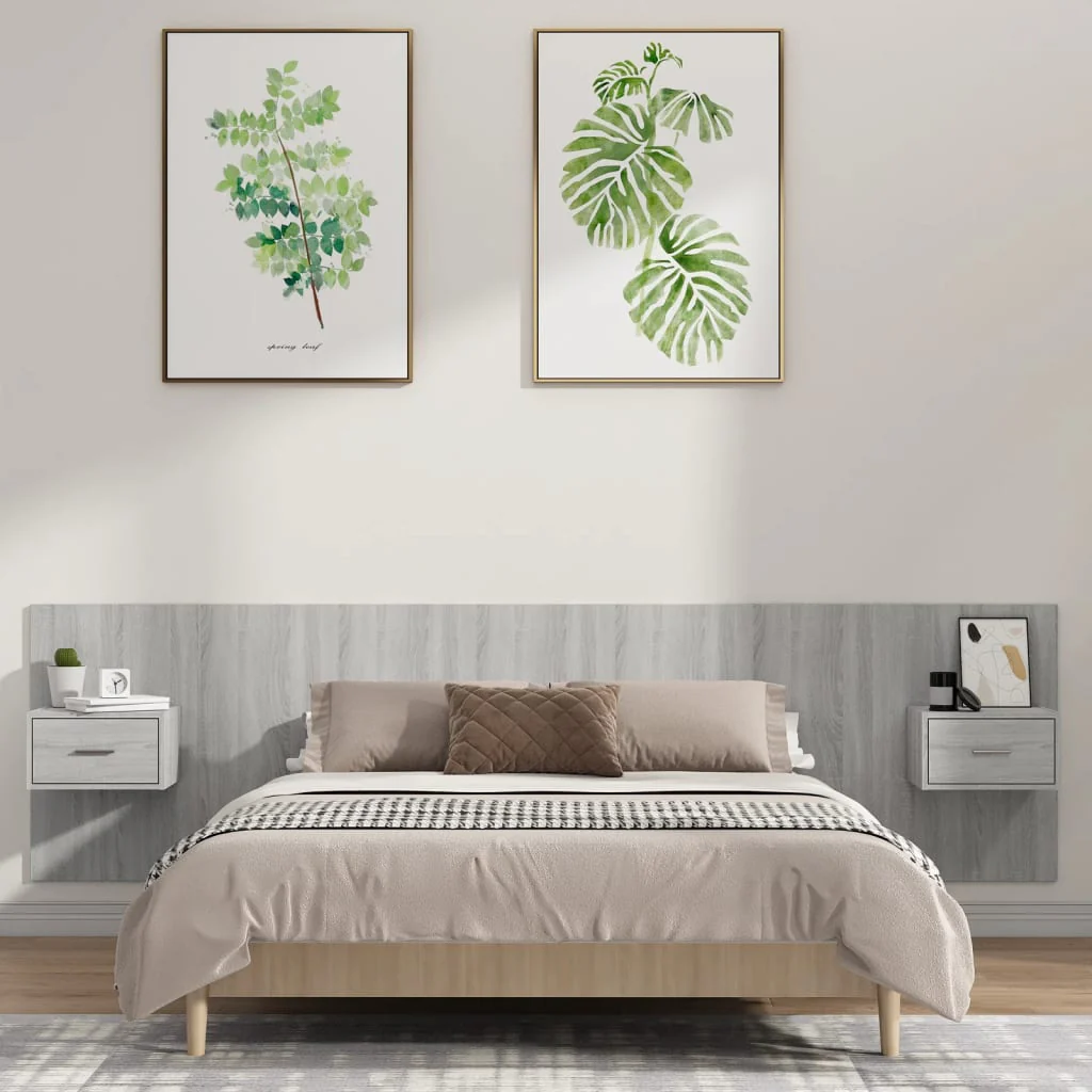 Berkfield Bed Headboard with Cabinets Grey Sonoma Engineered Wood