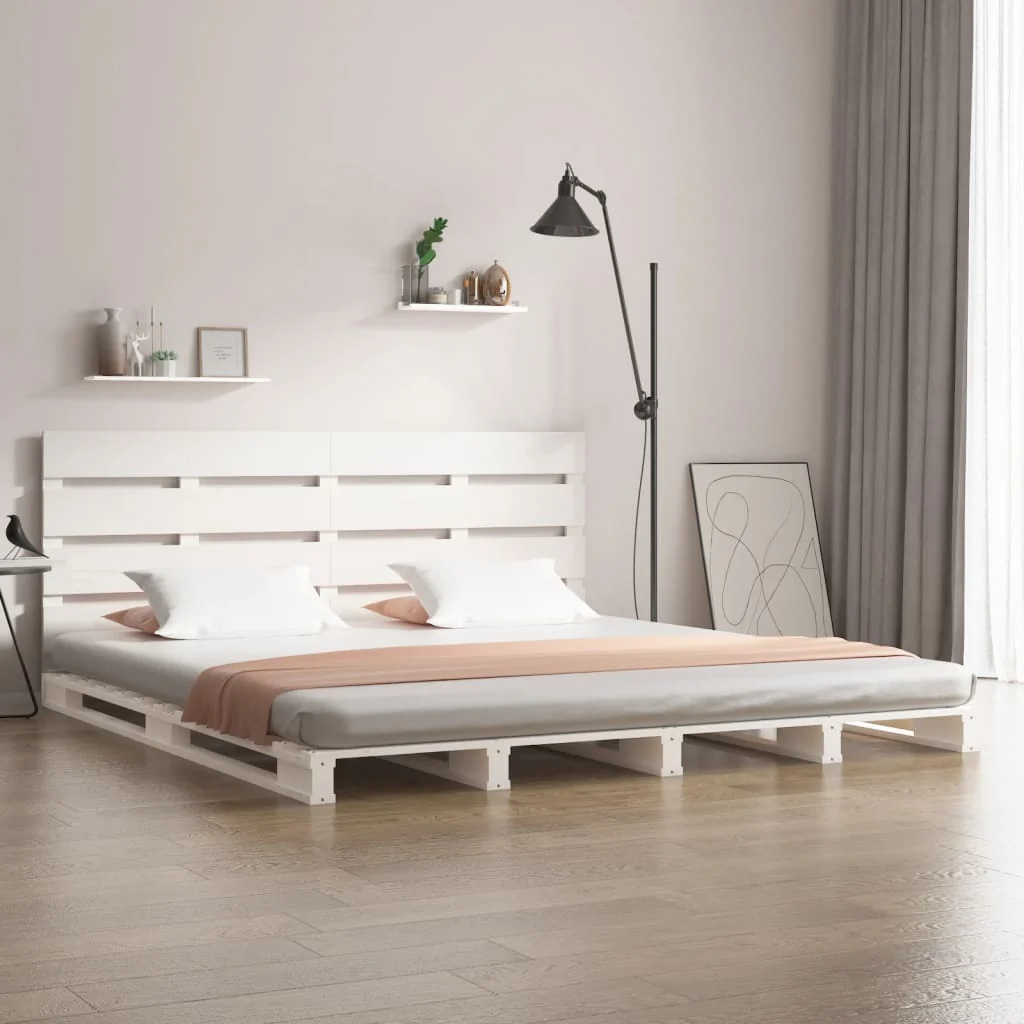 Berkfield Bed Frame White 135x190 cm Solid Wood Pine Double