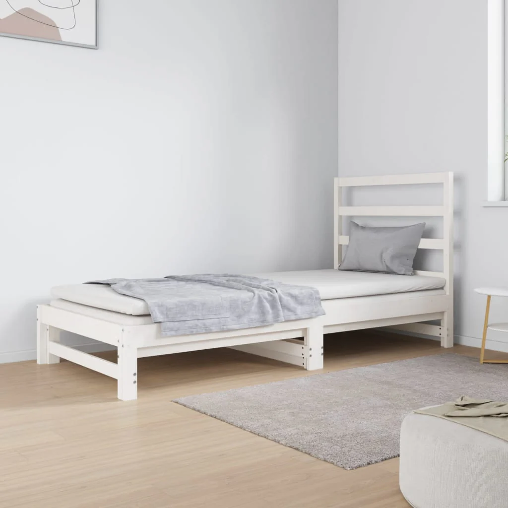 Berkfield Pull-out Day Bed White 2x(90x190) cm Solid Wood Pine