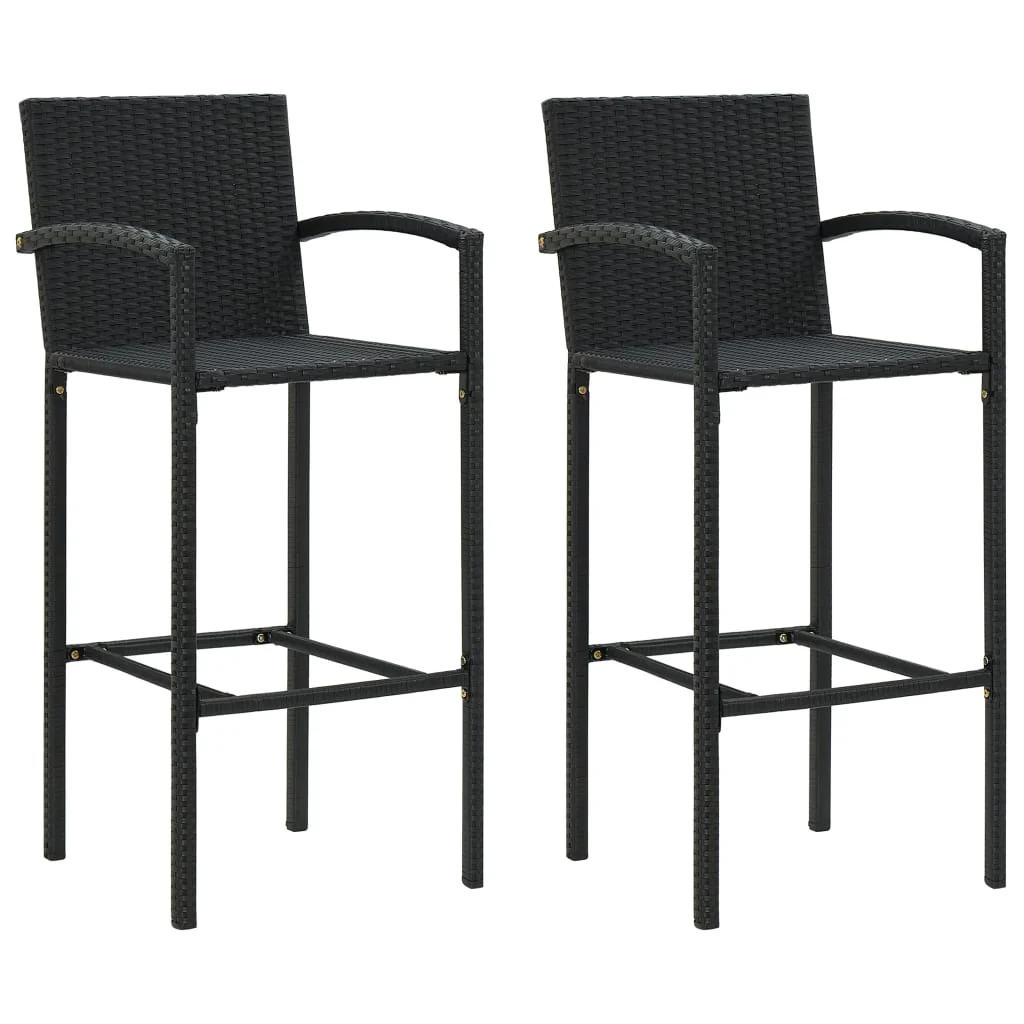 Berkfield Bar Stools 2 pcs Black Poly Rattan