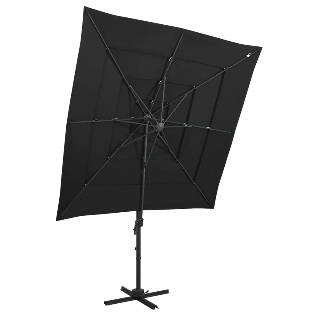 Berkfield 4-Tier Parasol with Aluminium Pole Black 250x250 cm