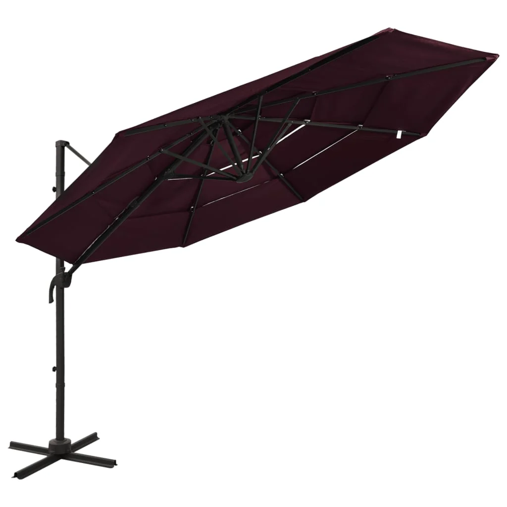 Berkfield 4-Tier Parasol with Aluminium Pole Bordeaux Red 3x3 m