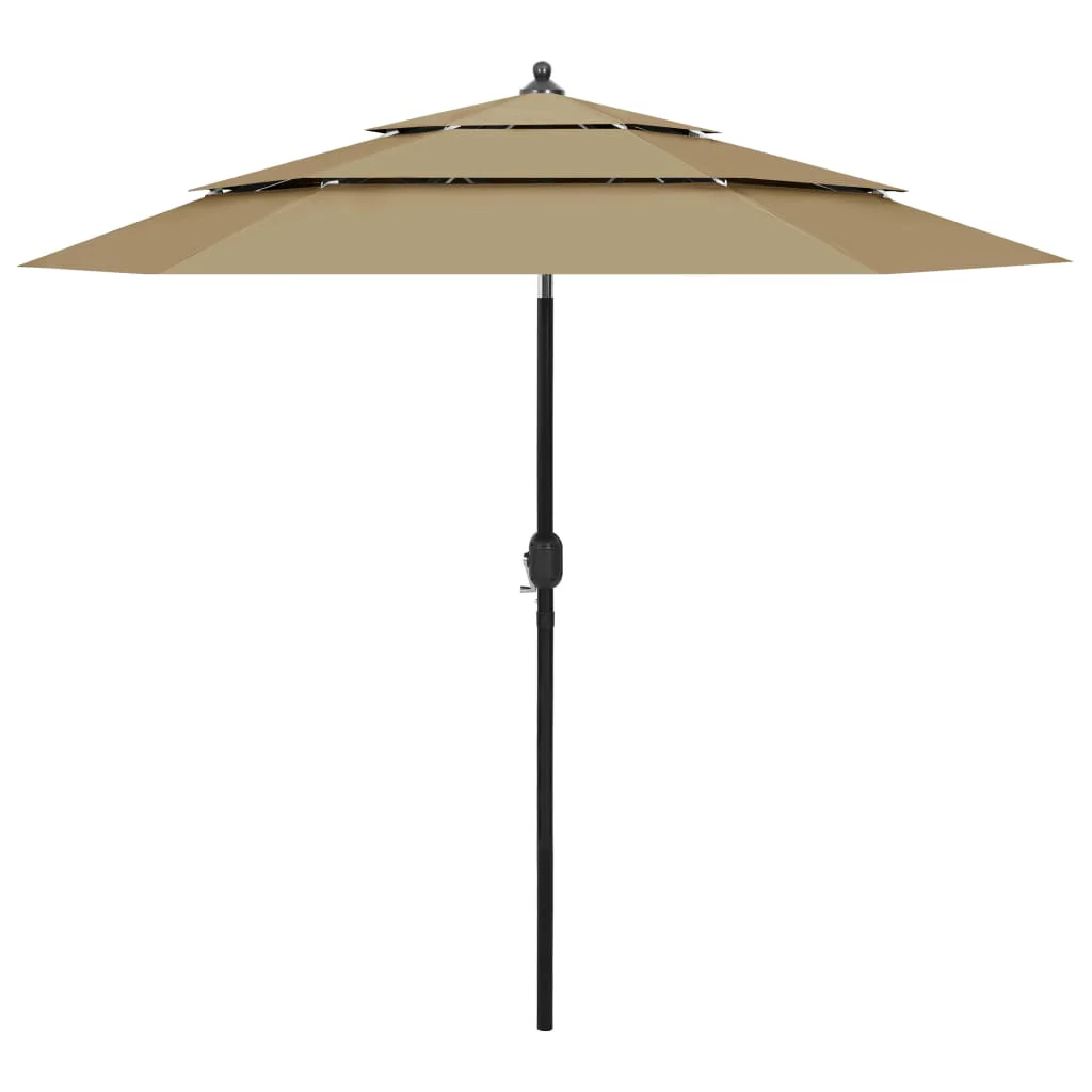Berkfield 3-Tier Parasol with Aluminium Pole Taupe 2.5 m