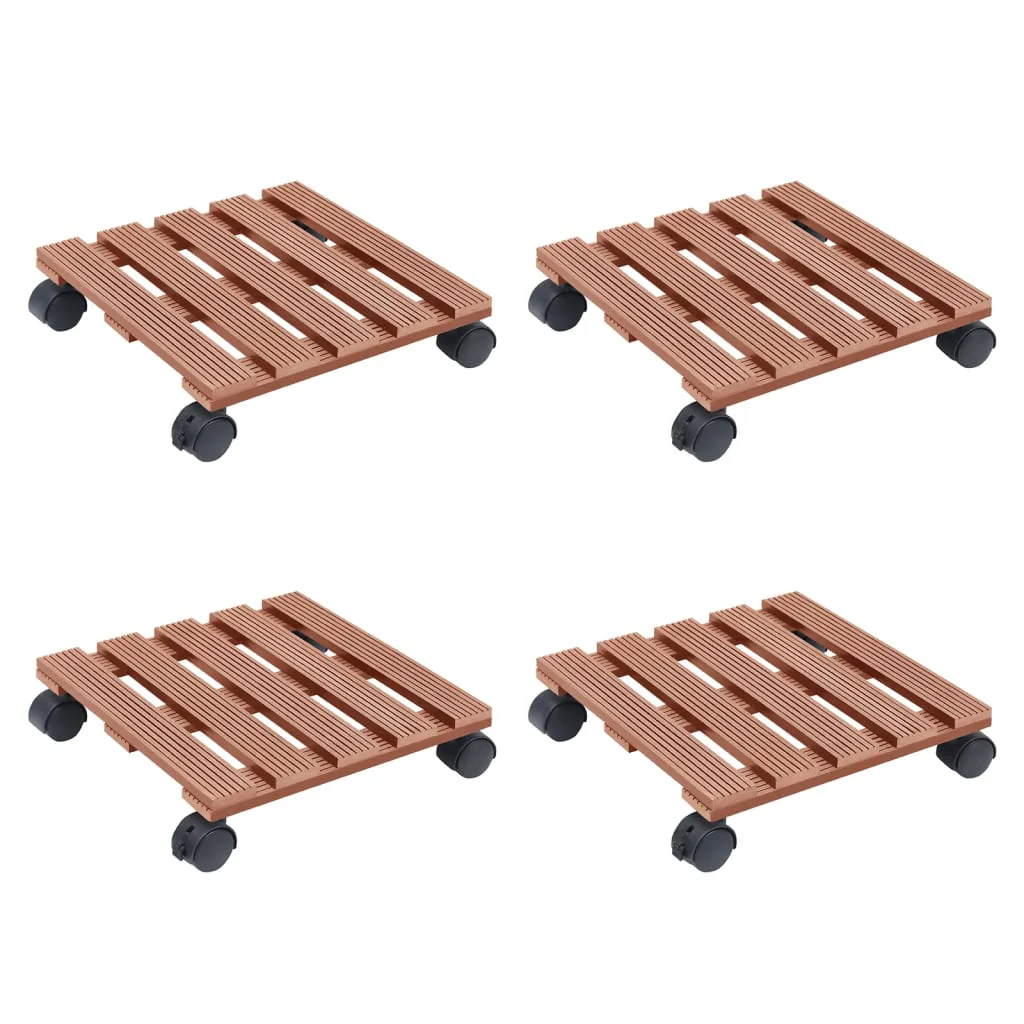 Berkfield Plant Trolleys 4 pcs Brown 30x30x7,5 cm WPC