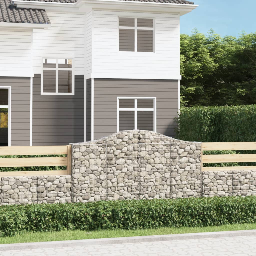 Berkfield Arched Gabion Baskets 3 pcs 200x30x120/140 cm Galvanised Iron