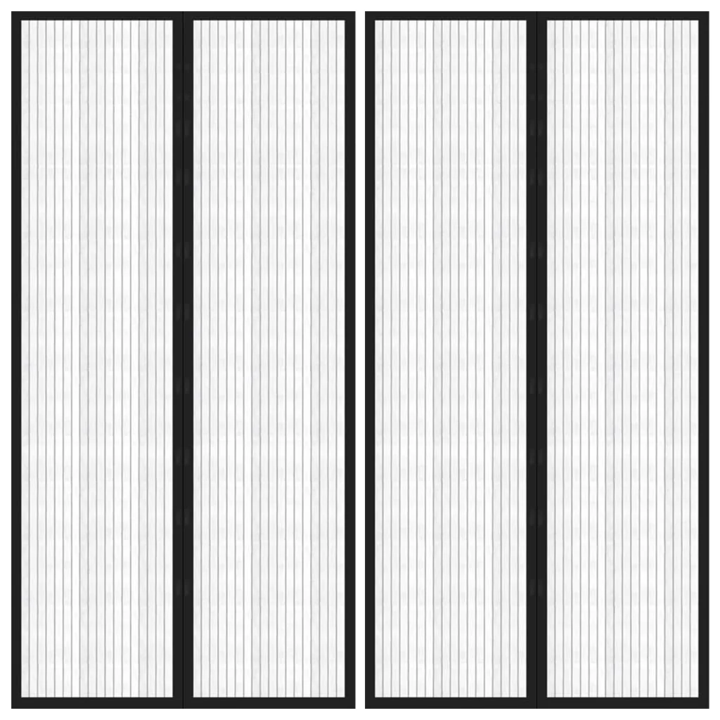 Berkfield Insect Door Curtains 2 pcs with Magnet Blocks Black 220x100 cm
