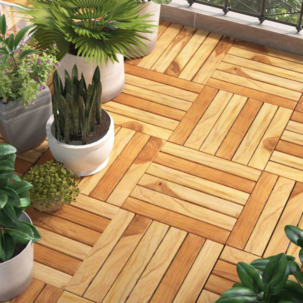 Berkfield Decking Tiles 20 pcs 30x30 cm Solid Wood Teak Vertical Pattern