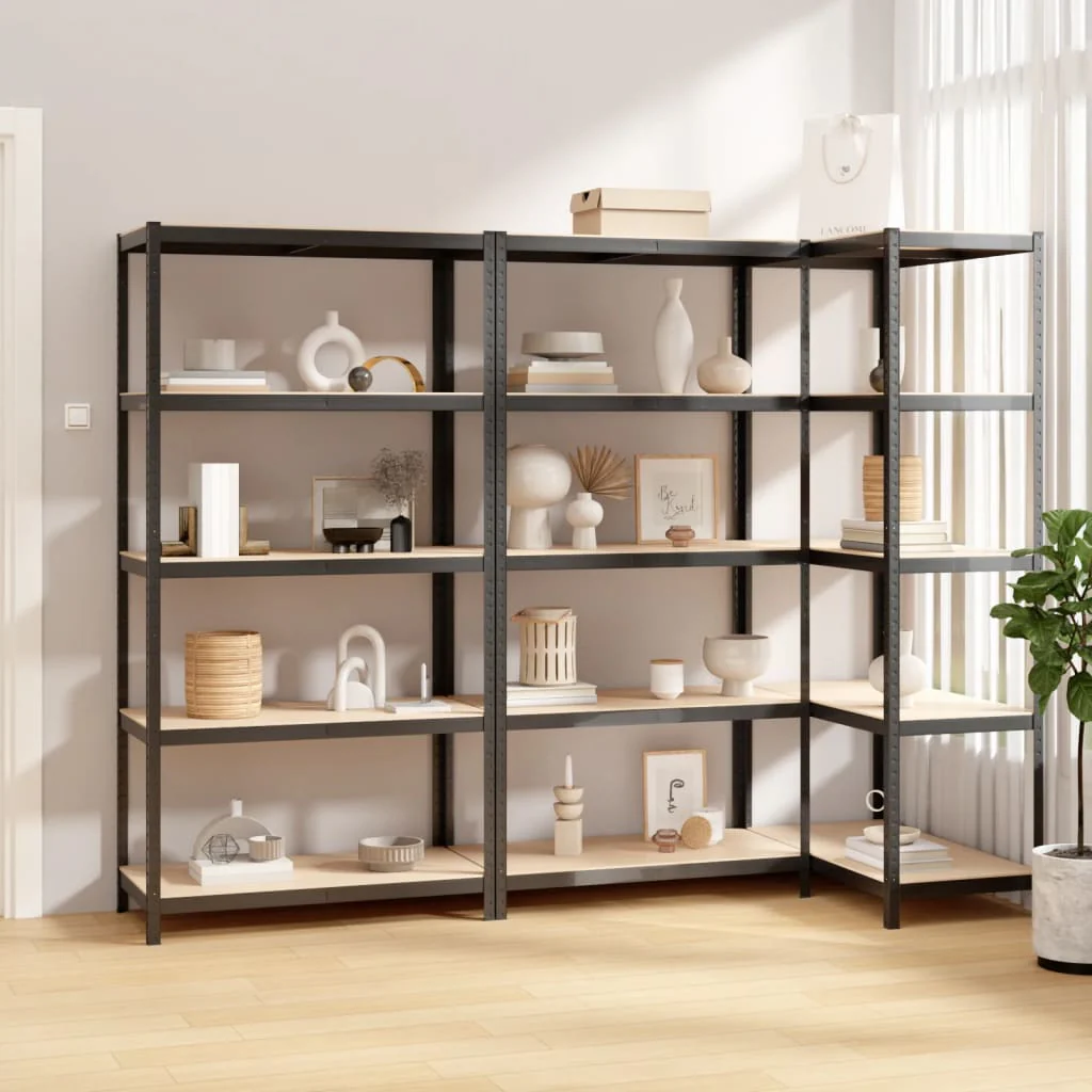 Berkfield 5-Layer Shelves 3 pcs Anthracite Steel&Engineered Wood
