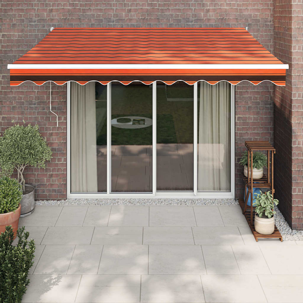 Berkfield Retractable Awning Orange and Brown 3.5x2.5 m Fabric and Aluminium
