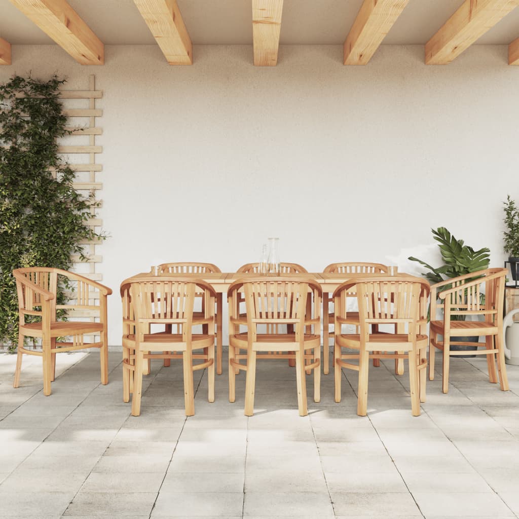 Berkfield 9 Piece Garden Dining Set Solid Wood Teak