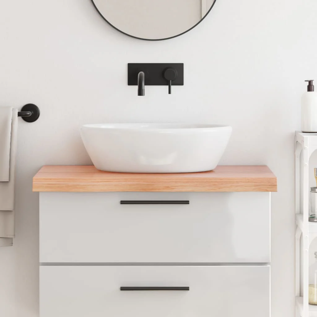 Berkfield Bathroom Countertop Light Brown 80x50x6 cm Treated Solid Wood