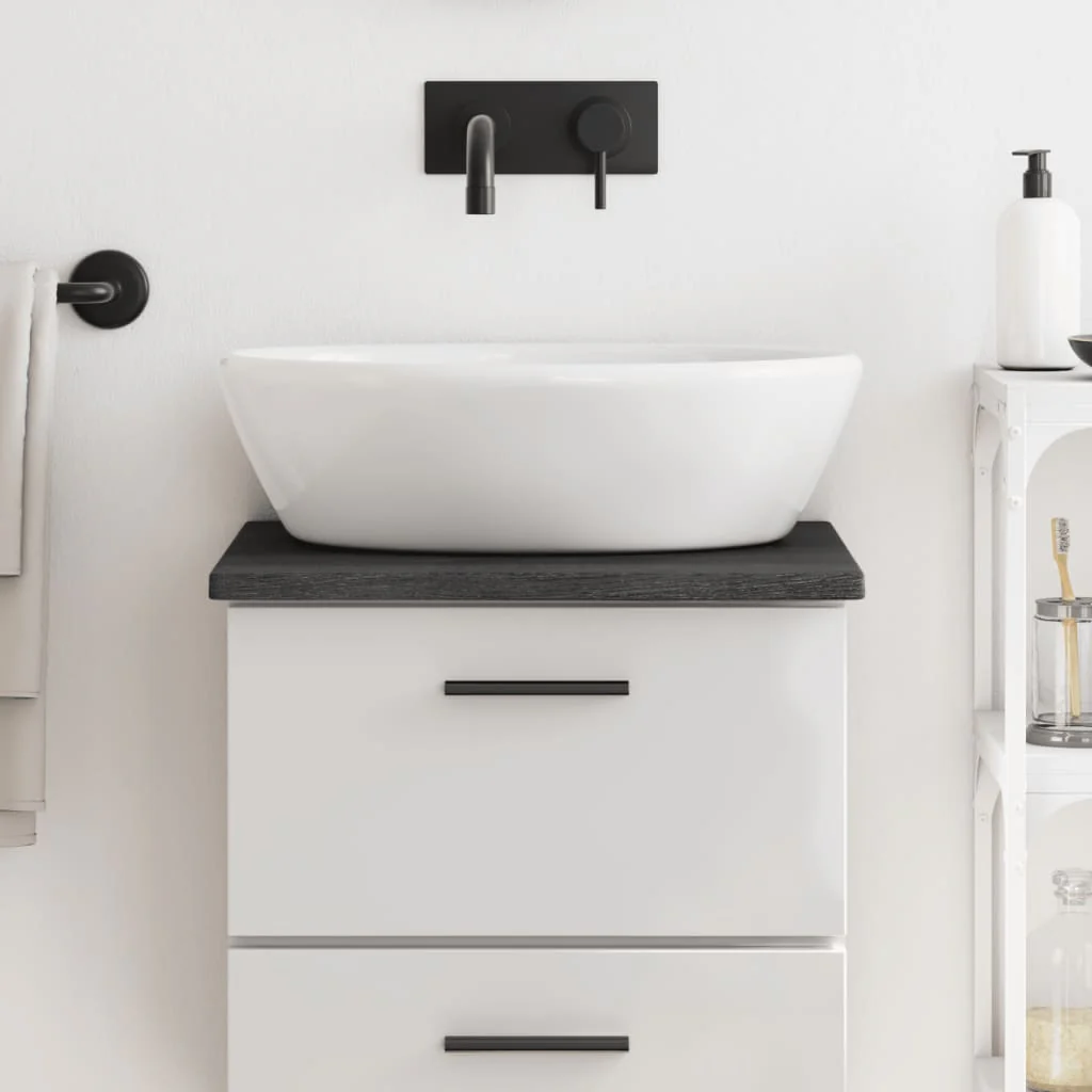 Berkfield Bathroom Countertop Dark Grey 40x30x2 cm Treated Solid Wood