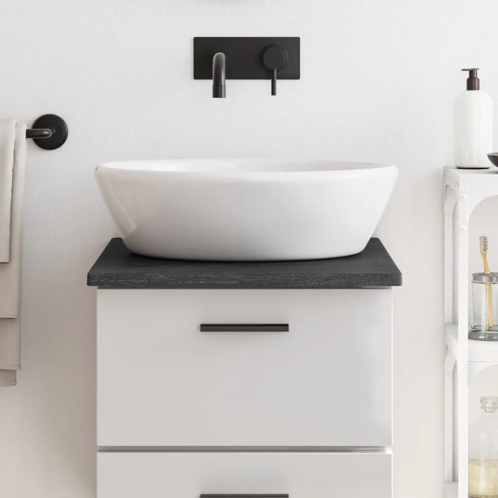 Berkfield Bathroom Countertop Dark Grey 40x50x2 cm Treated Solid Wood