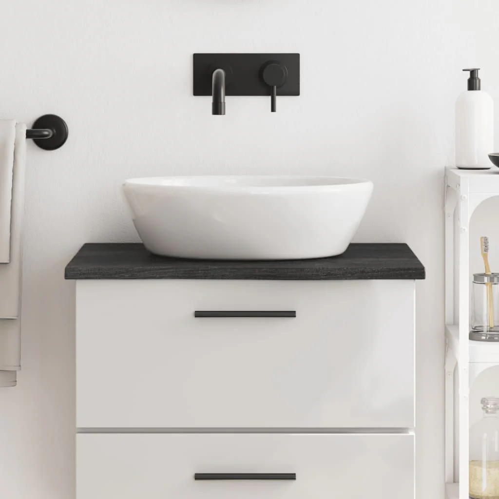 Berkfield Bathroom Countertop Dark Grey 60x60x2 cm Treated Solid Wood