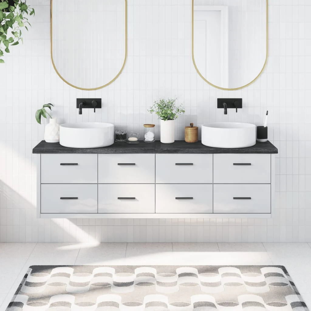 Berkfield Bathroom Countertop Dark Grey 180x30x4 cm Treated Solid Wood