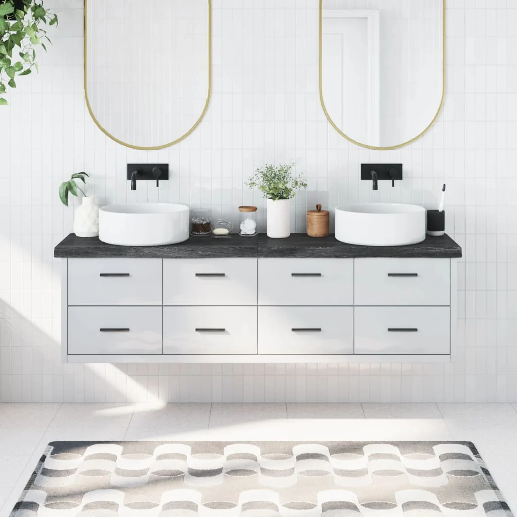 Berkfield Bathroom Countertop Dark Grey 180x40x6 cm Treated Solid Wood