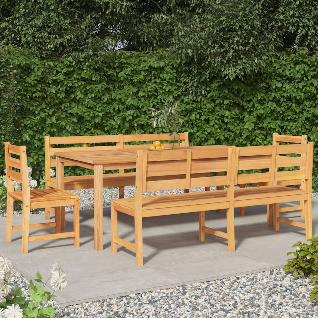Berkfield 5 Piece Garden Dining Set Solid Wood Teak