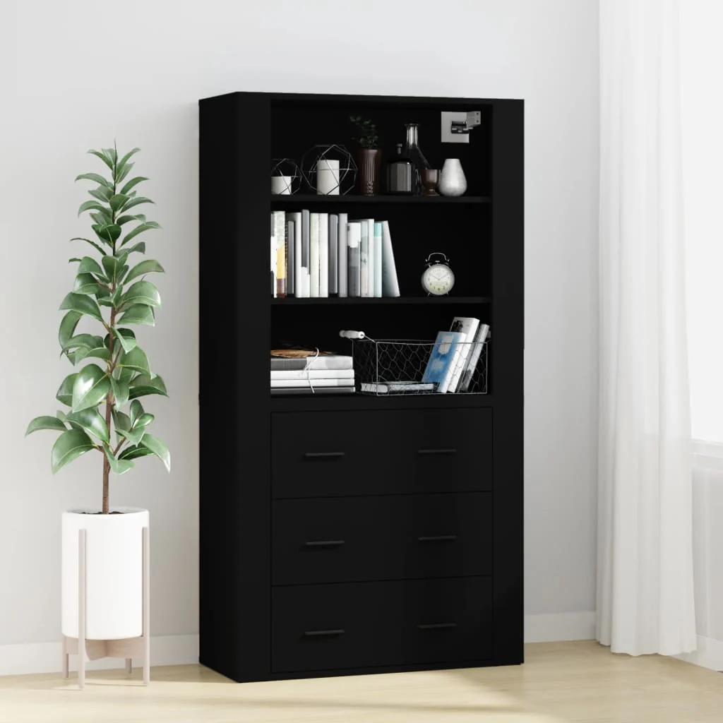 Berkfield Highboard Black Engineered Wood