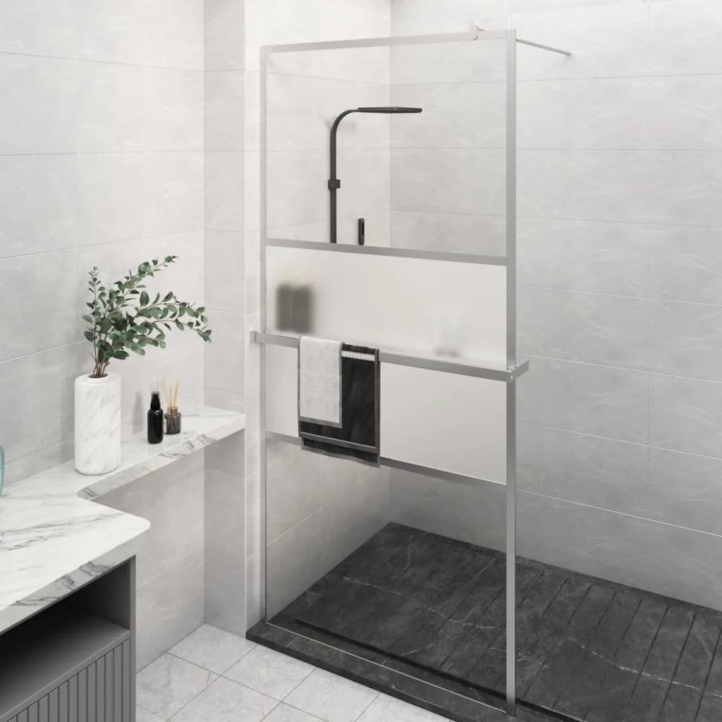 Berkfield Walk-in Shower Wall with Shelf Chrome 90x195 cm ESG Glass&Aluminium
