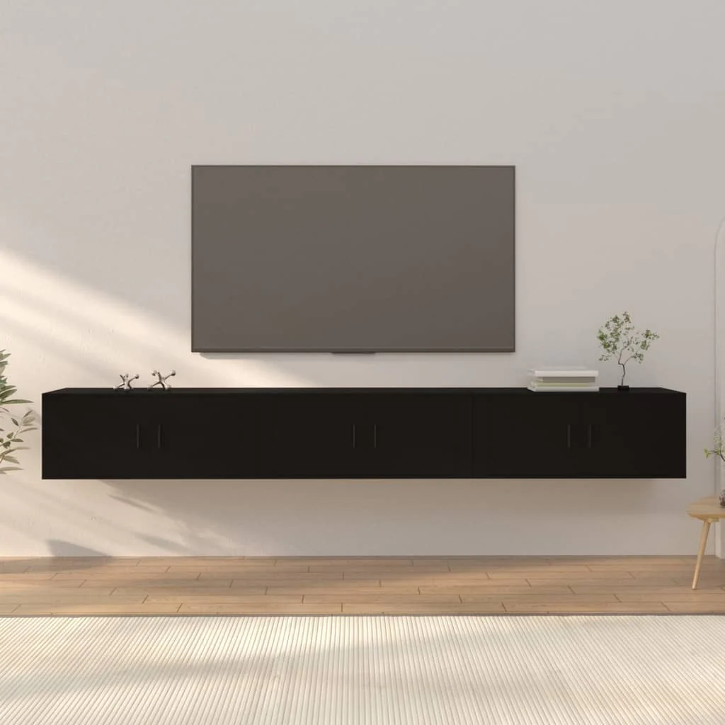 Berkfield Wall-mounted TV Cabinets 3 pcs Black 100x34.5x40 cm