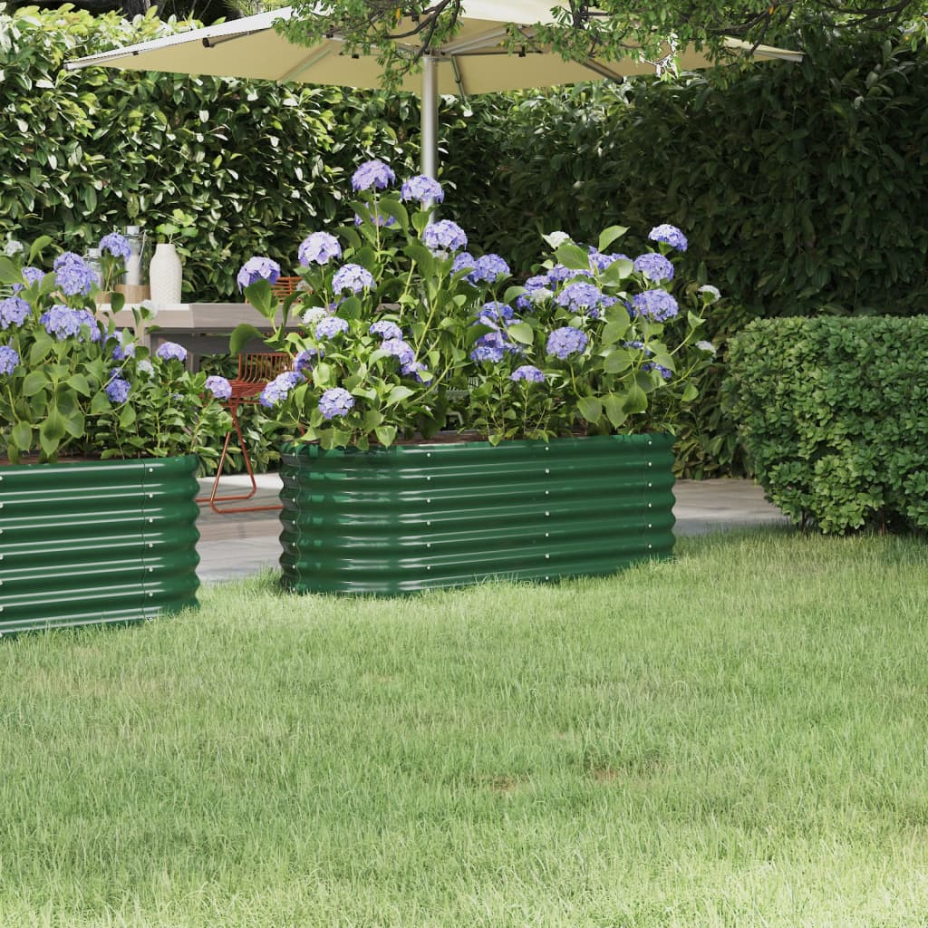 Berkfield Garden Raised Bed Powder-coated Steel 114x40x36 cm Green