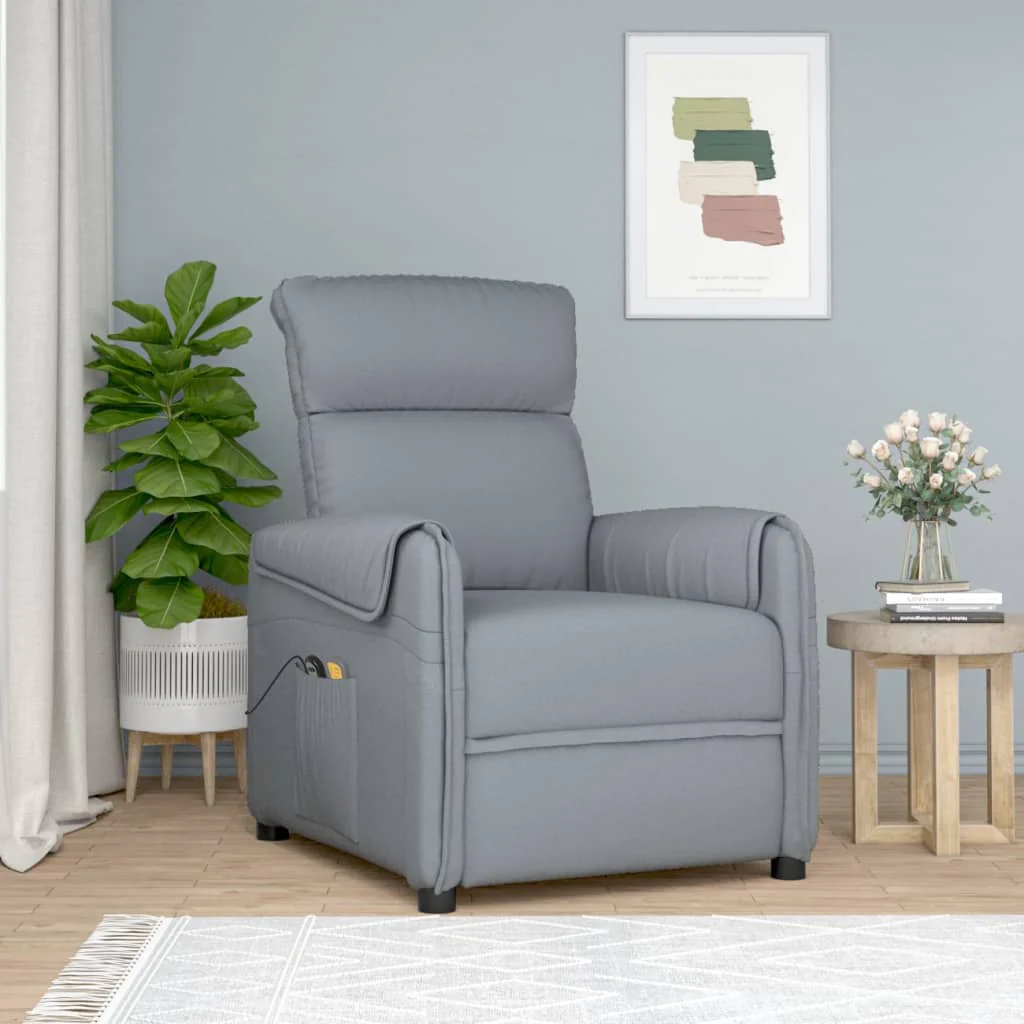 Berkfield Electric Massage Chair Light Grey Fabric