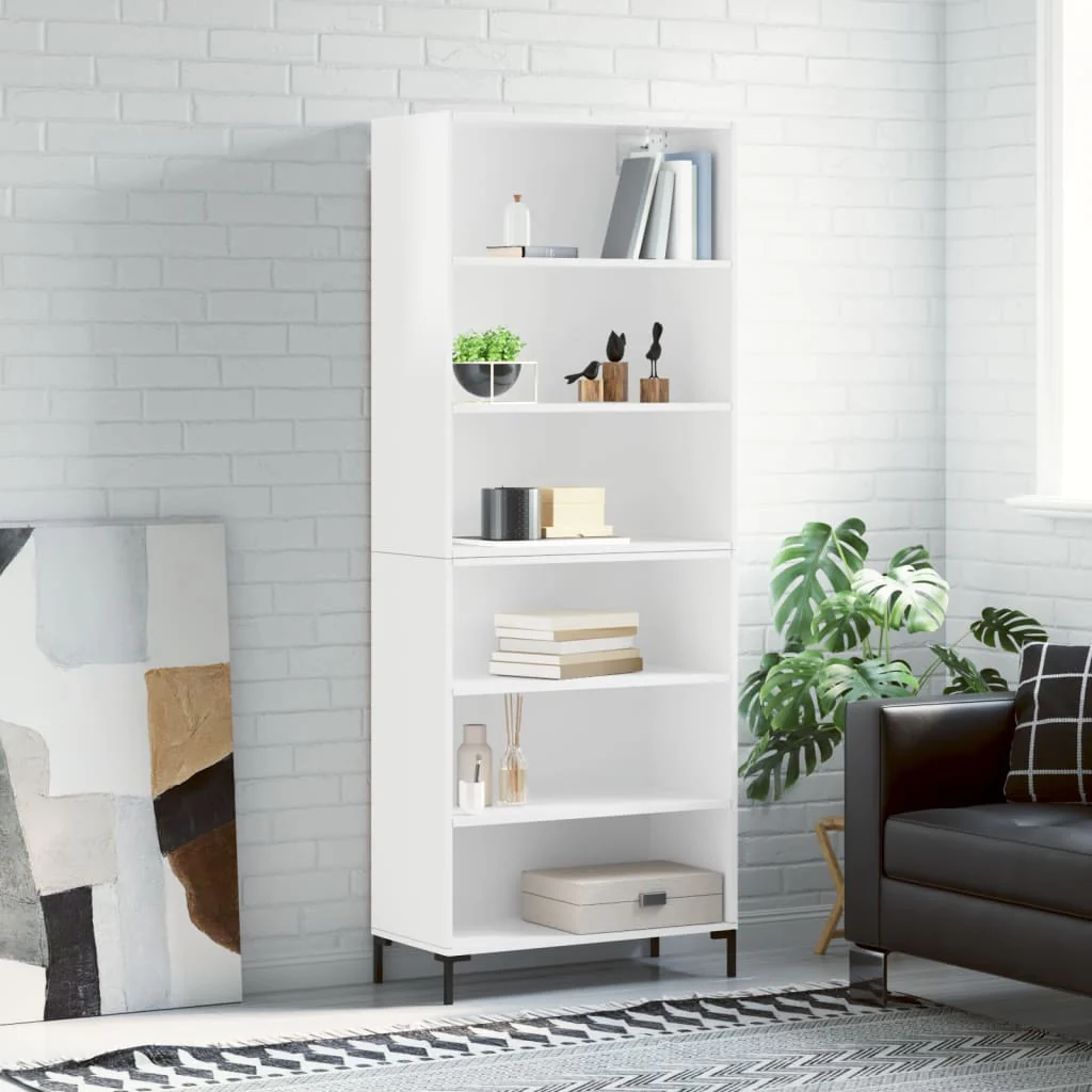 Berkfield Highboard High Gloss White 69.5x32.5x180 cm Engineered Wood