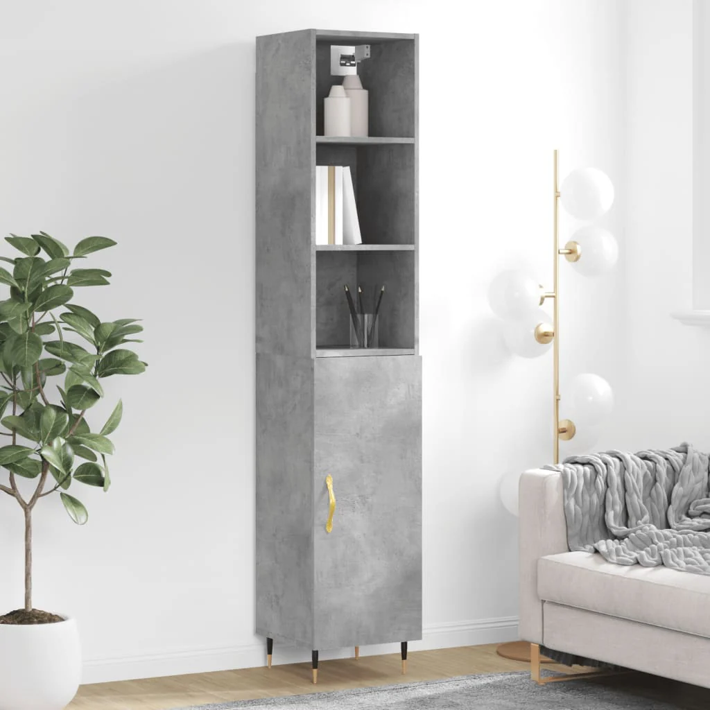 Berkfield Highboard Concrete Grey 34.5x34x180 cm Engineered Wood