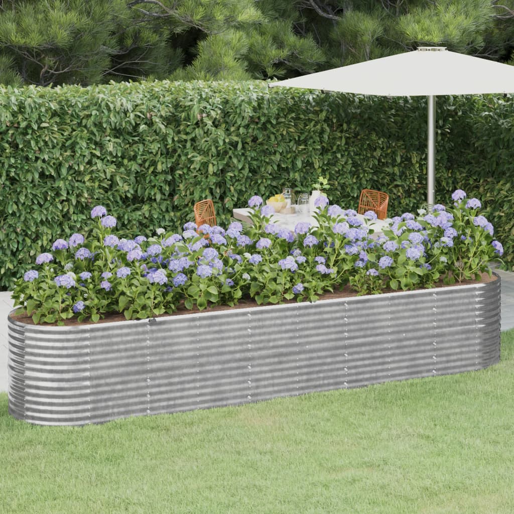 Berkfield Garden Raised Bed Powder-coated Steel 368x80x68 cm Silver