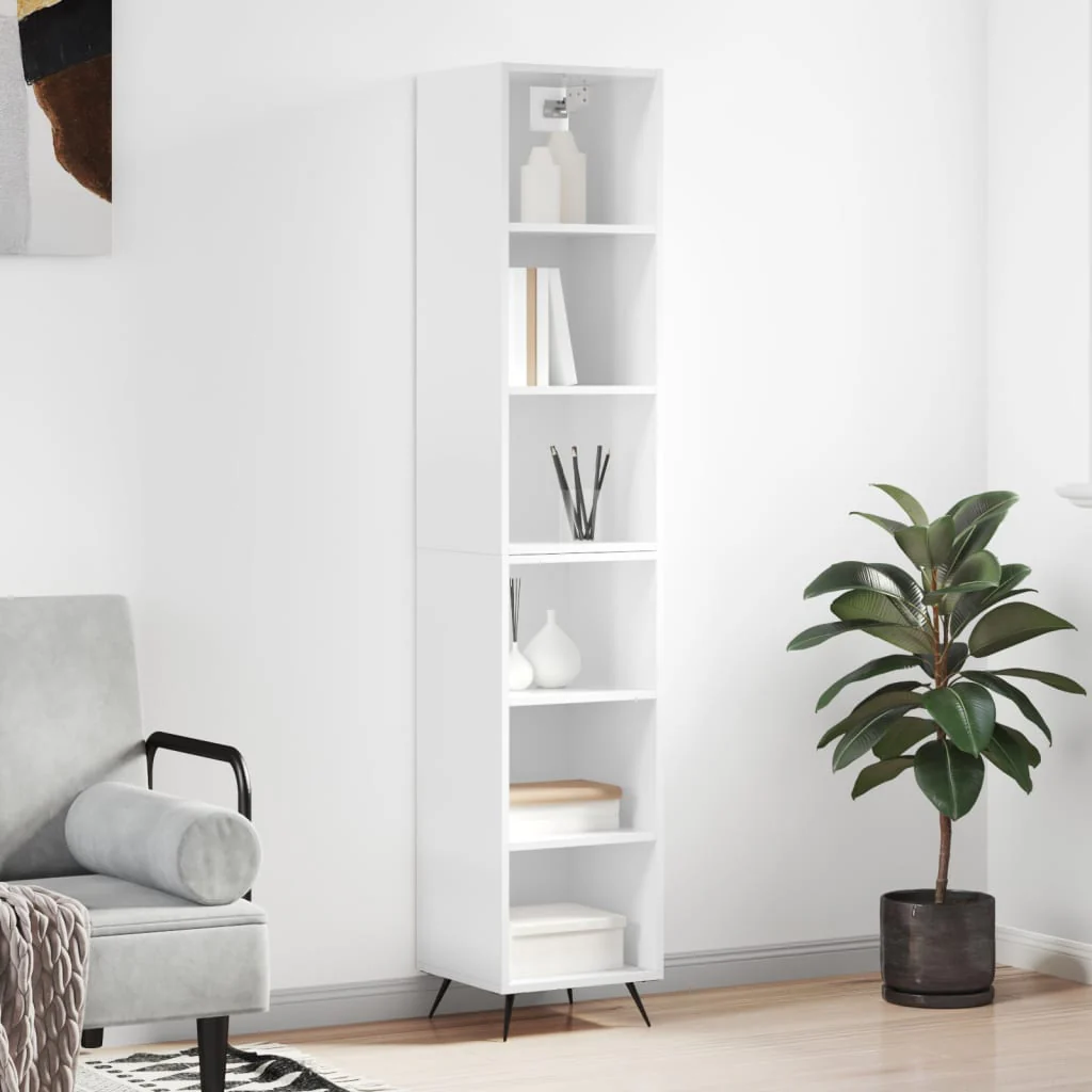 Berkfield Highboard High Gloss White 34.5x32.5x180 cm Engineered Wood
