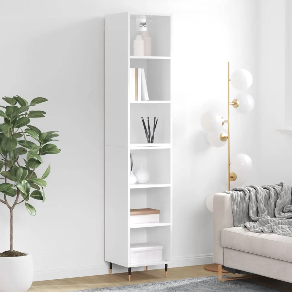 Berkfield Highboard High Gloss White 34.5x32.5x180 cm Engineered Wood