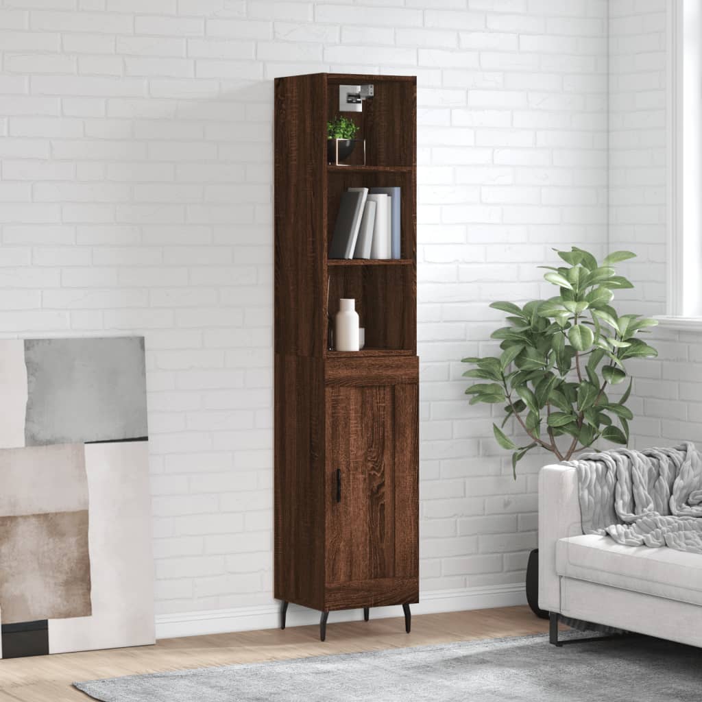 Berkfield Highboard Brown Oak 34.5x34x180 cm Engineered Wood