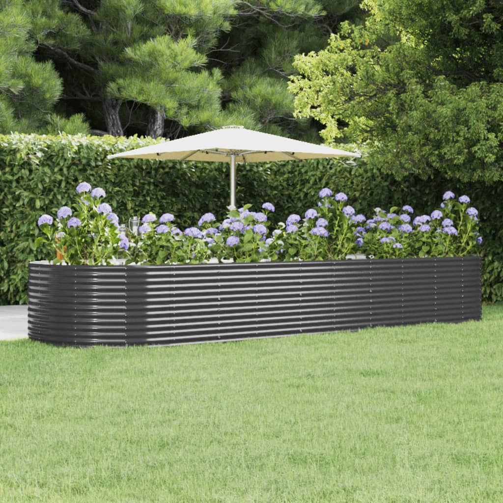 Berkfield Garden Raised Bed Anthracite 447x140x68 cm Powder-coated Steel