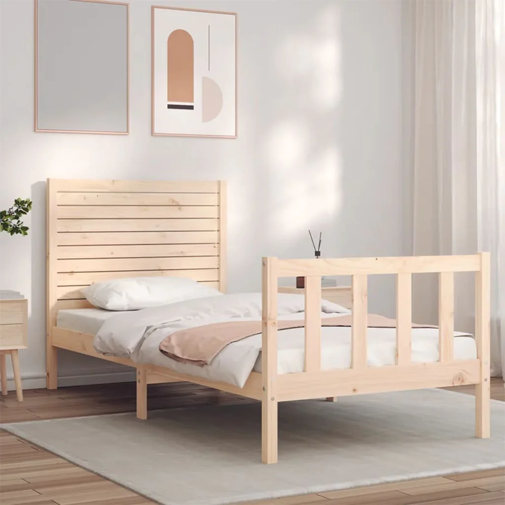 Berkfield Bed Frame with Headboard 90x200 cm Solid Wood
